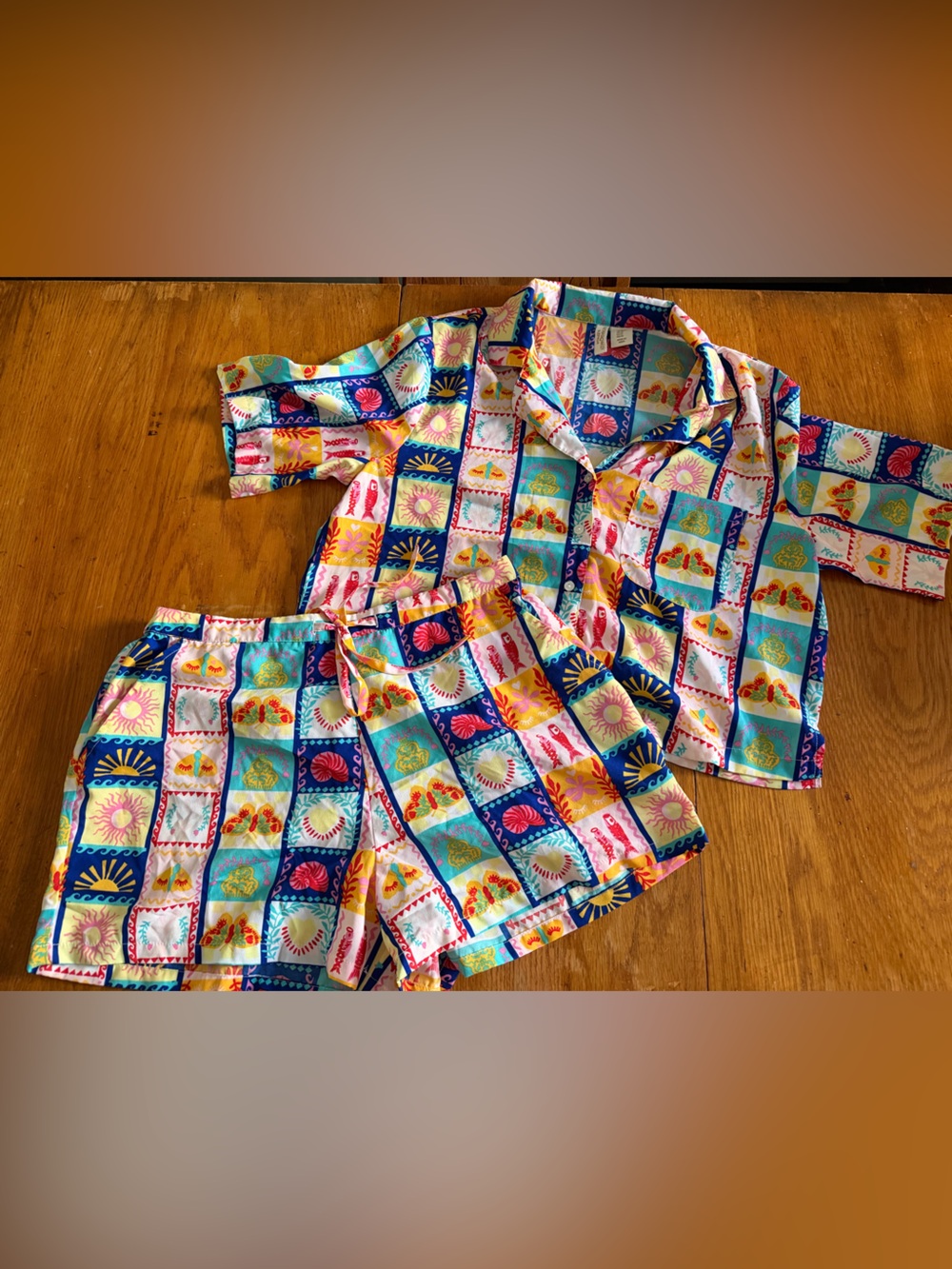 Cynthia Rowley Sleepwear 2 Piece Pajama Set Shorts Summer Icons Size Medium